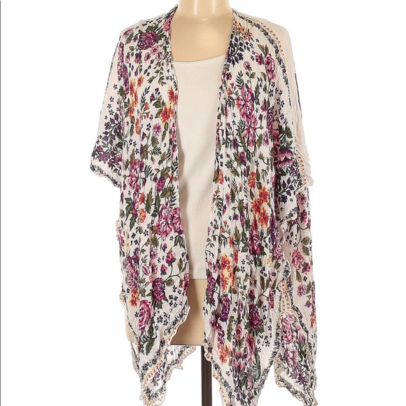 LOFT Other - Ann Taylor LOFT Kimono Cover Up Summer Beach Bathing Suit Cardigan Floral Print